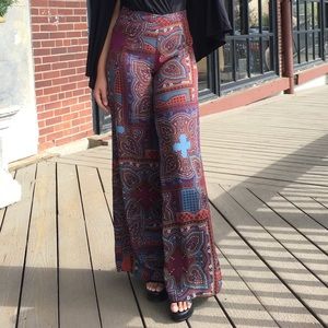 Tribal Print Wide Leg Pants